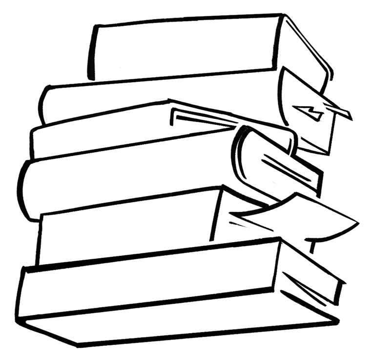 A stack of medical books